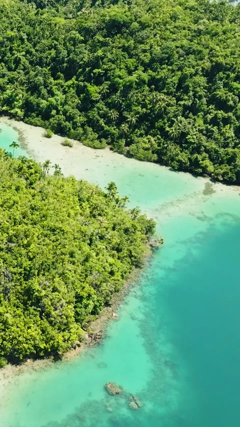 Flying over the tropical islet and mountains. Philippines. Stock Footage 245912478