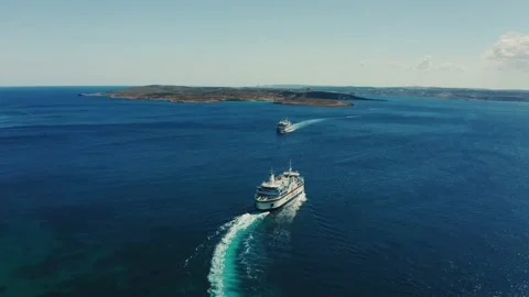 Flying over two ferries in Gozo Video stock 183000501