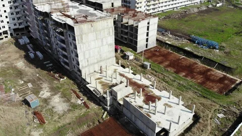 Flying over the unfinished building. Stock Footage 124755179