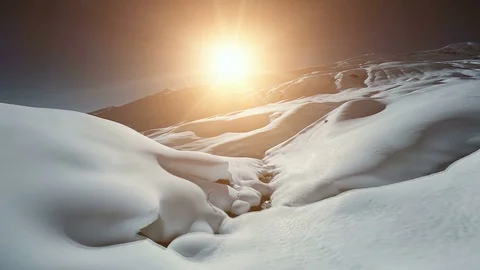 Flying over untouched winter landscape covered in snow Stock Footage 72878226