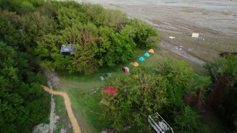 Flying over a village and capming in Georgia at a daytime. cloudy Stock Footage 252178488