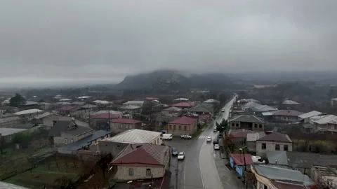Flying over the village Eniseli, located in Kakheti region Stock Footage 227390067