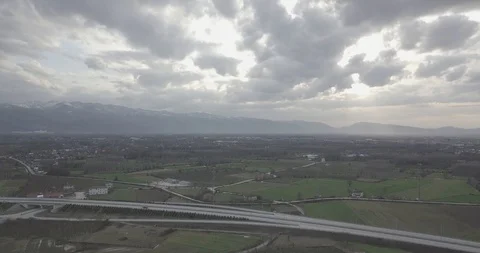 Flying Over Village Stock Footage