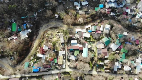 Flying over the village in the mountains. Stock Footage 124755260