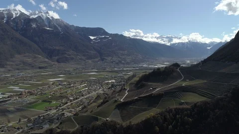 Flying over walliser vineyard - Aerial 4K - 4x speed Stock Footage 88259095