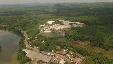 Flying Over Warehouse Factory Video stock 122716985