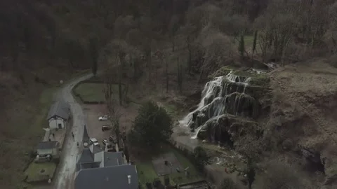 Flying over waterfall and cliffs 4k Stock Footage 148572020