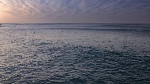 Flying over the Waves of the Ocean to the Sun and the sea Aerial view 4K Stock Footage 126482058