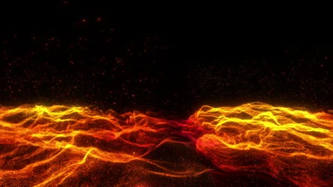 Flying over the waving surface of an abstract orange planet 2 Stock Footage 266730156