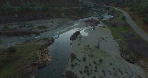 Flying over Where the North and South Forks of the American River Meet Stock Footage 58759367