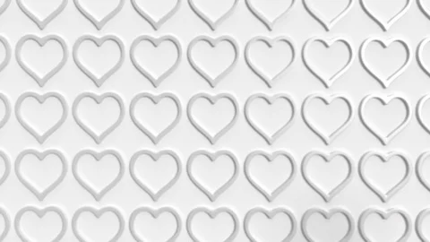 Flying over white and red hearts, 3d Stock Footage 71354364