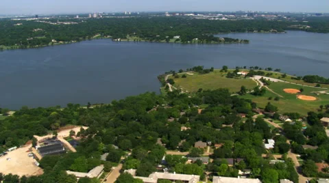 Flying over White Rock Lake in Dallas, Texas Stock Footage 59464280