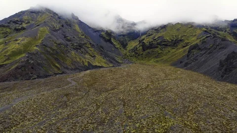 Flying over the wilderness in Iceland Stock Footage 92918448