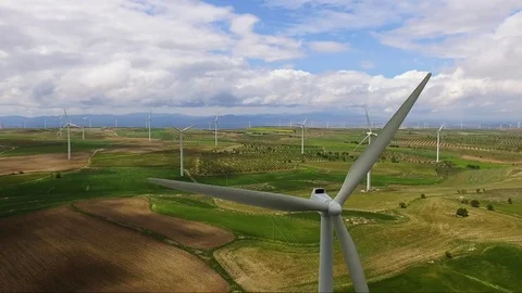 Flying over wind generator|Aerial 스톡 동영상 82293539