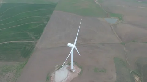 Flying Over Wind Turbine Stock Footage 65077900