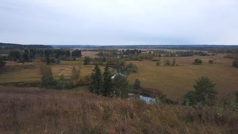Flying over a winding river. Drone view 库存影片 105275192