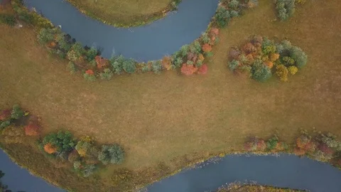 Flying over a winding river. Drone view Stock Footage 105275266