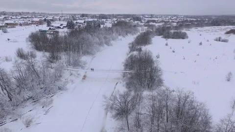 Flying over the winter forest Stock Footage 145429288