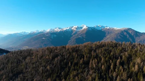 Flying over the winter Mountains in Alps Stock Footage 102286401