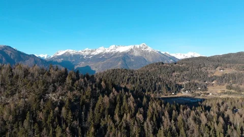 Flying over the winter Mountains in Alps Stock Footage 102286837