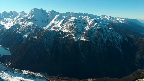 Flying over the winter Mountains in Alps Stock Footage 102288665
