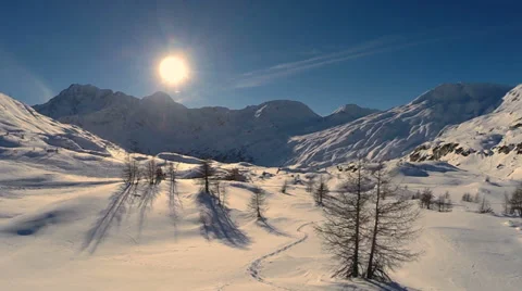 Flying over winter snow landscape Video stock 34567926