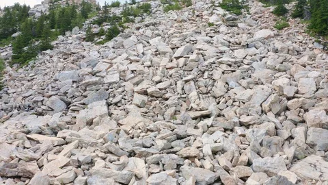 Flying overlooking marble stones. Stock Footage 114058095