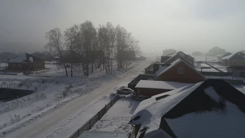 Flying ower winter willage 스톡 동영상 89660899