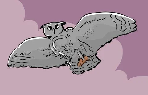 Flying Owl with Captured Rad Stock Illustration