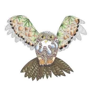 Flying owl illustration Stock Illustration