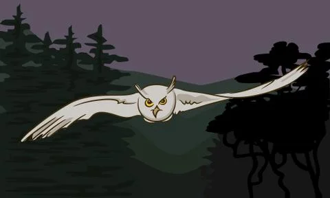 Flying owl with outstretched wings Stock Illustration