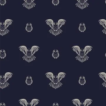 Flying owl seamless pattern Illustrazione stock