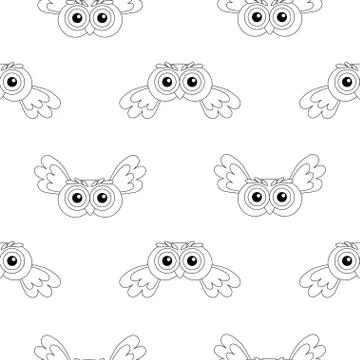 Flying owl vector seamless pattern. Stock Illustration