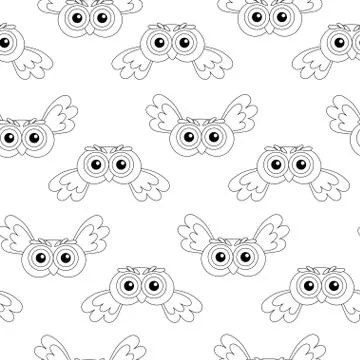 Flying owl vector seamless pattern. Stock Illustration
