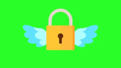 Flying Padlock with Wings for Security and Freedom Concept Stock Footage 320372160