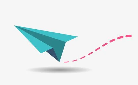 Flying paper airplane dashed line following path Stock-Illustration