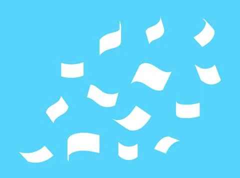 Flying paper bill, documents paper note fly, silhouette paper bill many fal.. Stock Illustration