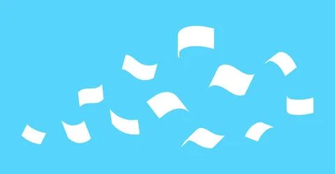 Flying paper bill, documents paper note fly, silhouette paper bill many fal.. 스톡 일러스트