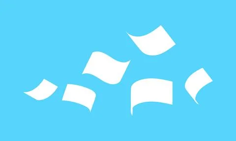 Flying paper bill, documents paper note fly, silhouette paper bill many fal.. Stock Illustration