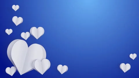 Flying paper elements of the shape of a heart on a blue background. Stock Footage 232505378