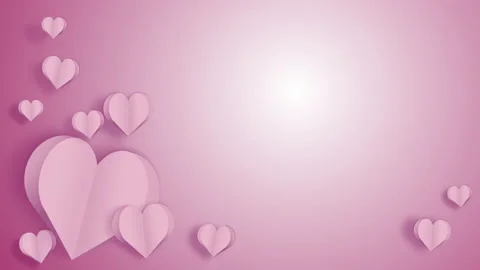 Flying paper elements shape of heart on pink background. Stock Footage 235451319