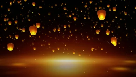 Flying Paper Lanterns Background Loop 스톡 동영상 169936992