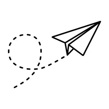 Flying paper plane icon in linear style. Stock Illustration