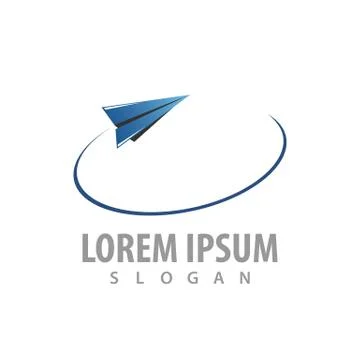Flying paper plane logo concept design. Symbol graphic template element vecto Illustrazione stock