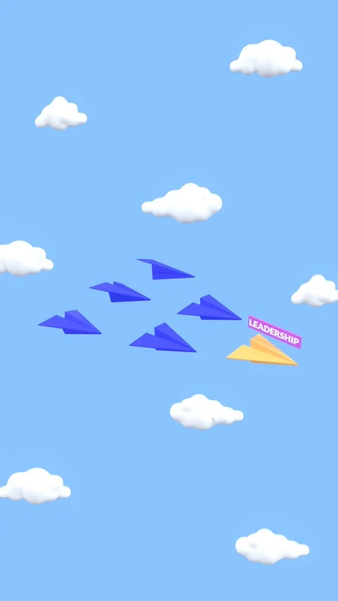 Flying Paper Planes Animation Representing Leadership In Vertical Video Format. Stock Footage 305736956