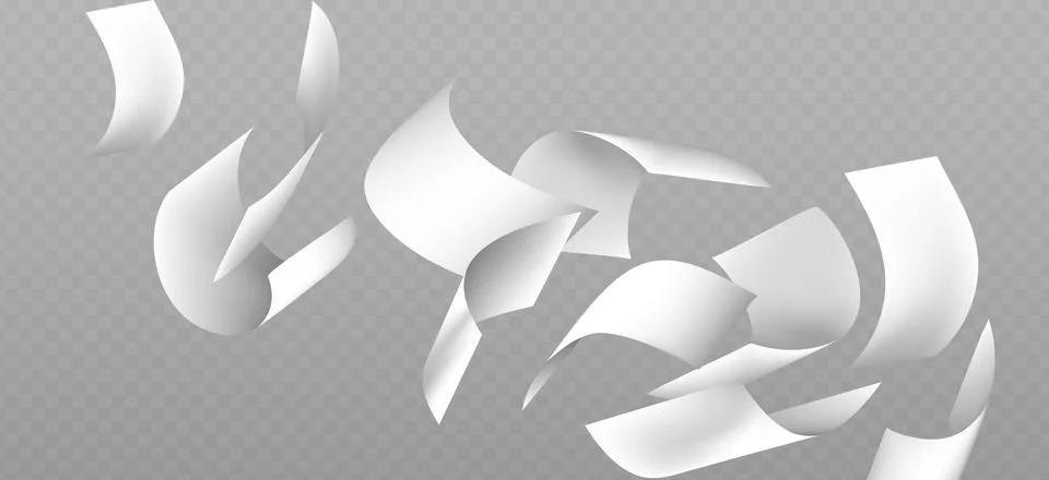 Flying paper sheets, white document papers Stock Illustration