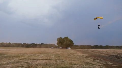 Flying on a parachute Stock Footage 66782596