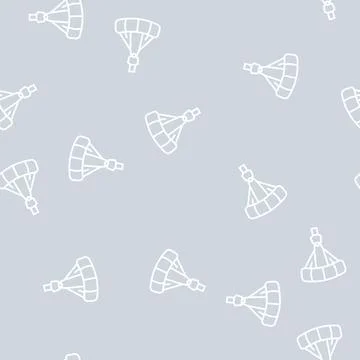 Flying parachutist line seamless pattern Stock Illustration