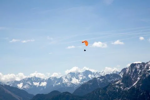 Flying Paraglider Stock Photos