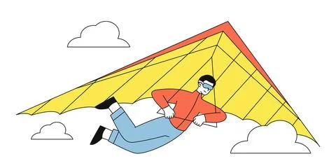 Flying at paraglider vector simple イラスト素材